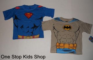 Batman or Superman Boys 2T 3T 4T Costume Shirt Short Sleeve Top Super Hero