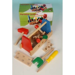 Fun Toy Kids Wooden Tools Hammer Screwdriver Storage Carry Box Gift