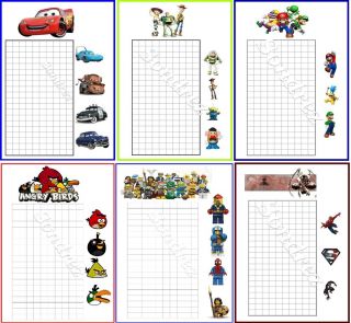 Large Reward Chart Lego Angry Birds Cars Toy Story Ben 10 Mario Spiderman Mor