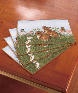 New Easter Bunny Hop Tapestry Throw Blanket Pillow Table Runner Placemats Spring