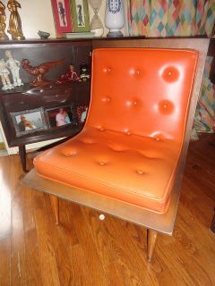 Vtg Mid Century Modern 1950s Carter Bros Scoop Orange Wood Atomic Age Mod Chair