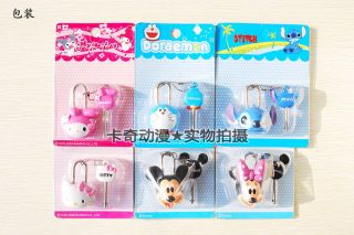 Cute Lock Key Doraemon Stitch Mario Spongebob Rabbit Cartoon Mini Lock Toy