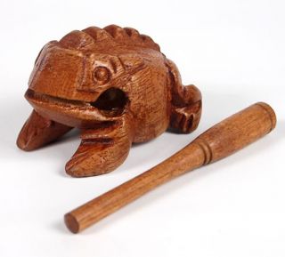 New Thai Hand Carved Wooden Croaking Frog Made in Thailand 2 5 inch Wood Toys