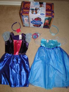 Disney Frozen Anna Elsa Travel Dress Up Costume Trunk New Sz 4 6