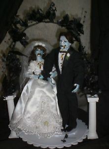 OOAK Horror Zombie Bride Groom Halloween Wedding Cake Topper