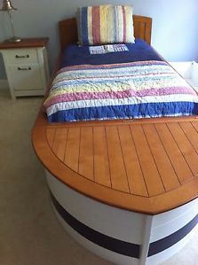 Speedboat Boat Bed Nightstand Pottery Barn Kids w Trundel and Toy Storage
