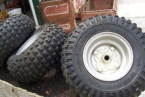 ATV Tires Complete Set 4 ATV Tires and Wheels Two Hubs Used Quad Fourwheeler