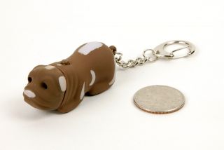 LED Keychain Brown Bull Dog Toy Charm Light Sound Gift