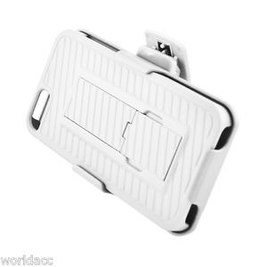Apple iPhone 5 Hybrid Case Cover White Belt Clip Holster w Bend Stand E