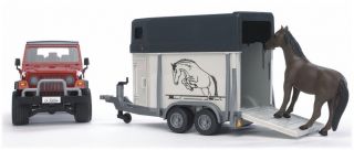 Bruder Jeep Wrangler Unlimited with Horse Trailer Kids Toy 02921