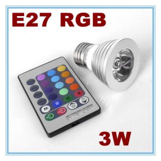 LED RGB Color Changing Light Bulb Wireless Remote E27 3W Party Light Control