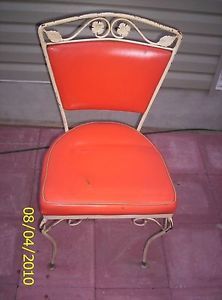 Three Vintage White Colored Wrought Iron Dining Chairs Need Restoring