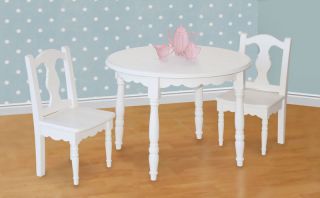 Childs White Round Wood Table 2 Chair Set Shabby