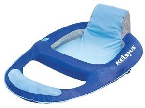Kelsyus Floating Pool Lounger Inflatable Chair w Cup Holder Blue 80014