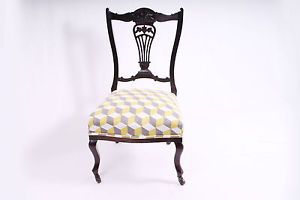 Antique Victorian Ladies Nursing Chair Late 1800s re Polished Upholstered