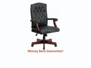 Martha Washington Executive Leather Office Desk Chair Swivel High Back Black
