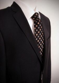 TIGLIO Italian Brunello Black Mini Stripe Suit 42R 2BT Slim Fit Retail $2135