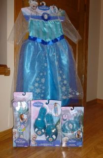Disney Frozen Elsa Dress 1 Size 4 5 6X Tiara Jewelry Shoes Wand Princess Costume