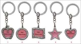 Apple Flag Star Heart Crystal Picture Frame Gift Key Chain Ring Fob Keychain DB