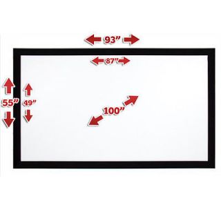 New 100" HD 16 9 Projector Fixed Frame Projection Screen 3" Aluminum 87x49 White
