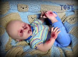 Sleeping Zombie Baby Handmade Collectible Reborn Doll Horror Halloween Goth