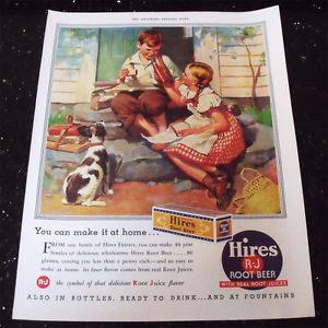 1937 HIRES ROOT BEER R J PRINT AD with real root juices