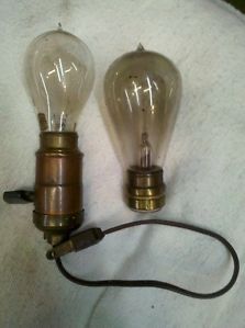 Antique Peerless 2 Light Bulbs Copper Brass Electric Socket Edison Style