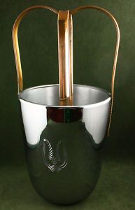 1930s Art Deco Machine Age Chromium Copper Ice Bucket with Thongs Revere Metal