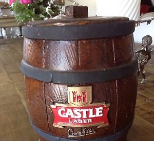 Ice Bucket South African Breweries Castle Beer Brown Hand Painted Logos