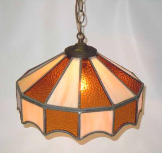 Vintage 13 1 2" Stained Glass Tifany Style Hanging Lamp Ceiling Light Fixture