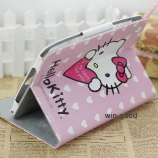 Style Lovely HelloKitty PU Leather Book Stand Case Cover for iPad Mini Girl
