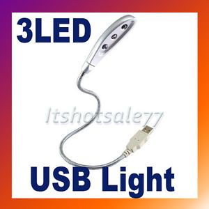 Flexible 3 LED USB Snake Light Lamp Notebook PC Laptop