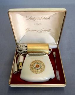 Vtg Lady Schick Crown Jewel Electric Razor Shaver w Original Case Mid Century