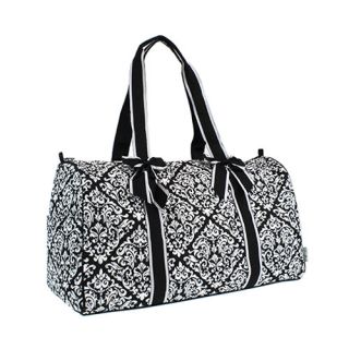 Luggage Quilted Diamond Damask Duffle Bag Shoulder Tote Bag Luggage Black