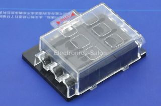 6 Position ATO ATC Fuse Panel w Cover and Label Fuse Block