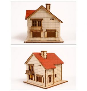 3D Puzzle Wood Craft Kit Western House 1  with Track