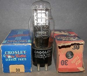 2 Type 30 Triode Radio Vacuum Tubes Crosley and RCA Victor