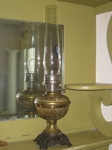 Vintage Aladdin Mantle Lamp Co Oil Kerosene Lamp Light Glass Chimney Brass