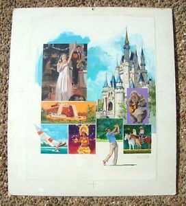 Walt Disney World Original Brochure Art 1970s Large Format 15x20 