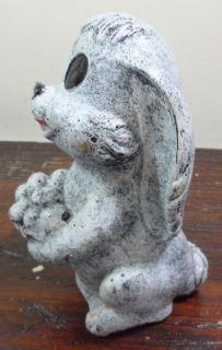 Vtg Mid Century Signed Thumper Bunny Rabbit Concrete Lawn Garden Statue Ornament