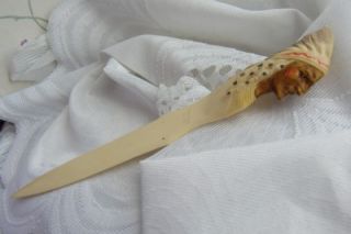 French Ivory Indian Chief Head Celluloid Letter Opener Antique