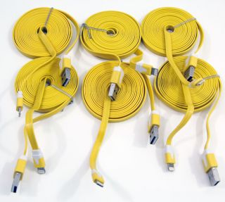 6X 2M 6 Feet Long Flat Noodle 8 Pin to USB Data Charger Sync Cable Cord iPhone 5