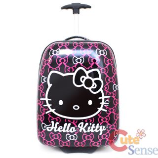 Hello Kitty Luggage ABS Trolley Bag 17" Rolling Hard Suit Case Black Big Face