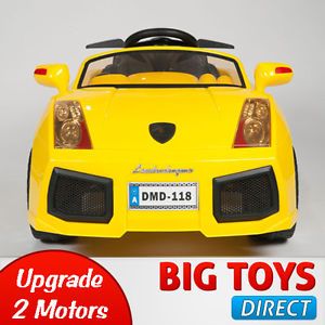 Yellow Lambo Kids Ride on RC Car Remote Control Battery Power Wheels 
