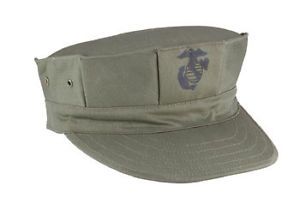 Olive Drab Poly Cotton Marine Corps Cap w Emblem