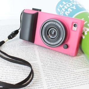 Hot Pink Deluxe Cute Camera Style Case Cover Car Charger Film for iPhone 4 4G 4S
