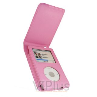 Leather Flip Case Cover Apple iPod Classic 6th Gen 80 120 160 GB Belt Clip Pink