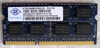 2GB PC3 10600S DDR3 1333MHz SODIMM Laptop Memory RAM Excellent Condition