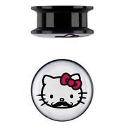 Pair Super Cool Hello Kitty Mustache Ear Gauges Acrylic Ear Gauges Ear Plugs