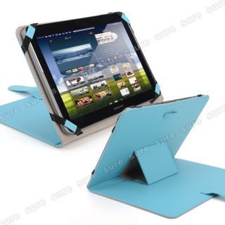 For 10" 10 1" 10 2" Tablet PC eBook Reader Leather Case Cover Pouch Blue New